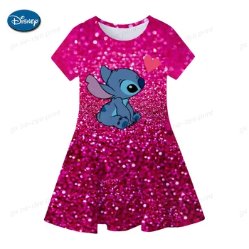 Новая летняя детская одежда Disney с принтом принцессы для девочек, повседневное рождественское платье с героями мультфильмов, от 1 до 12 лет 2023 г.